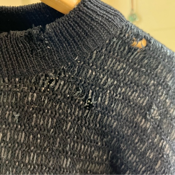 ALEXANDER Wang Cropped Destroyed Sweater Crew Neck Holes Goth Grunge Goblincore - Picture 8 of 12